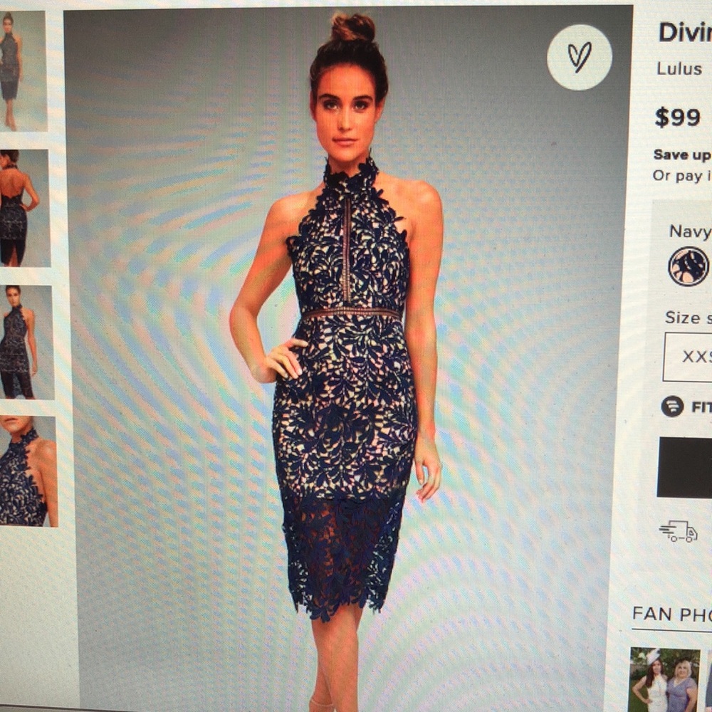 Lulu’s Divine Destiny Navy Blue Lace MIDI Dress